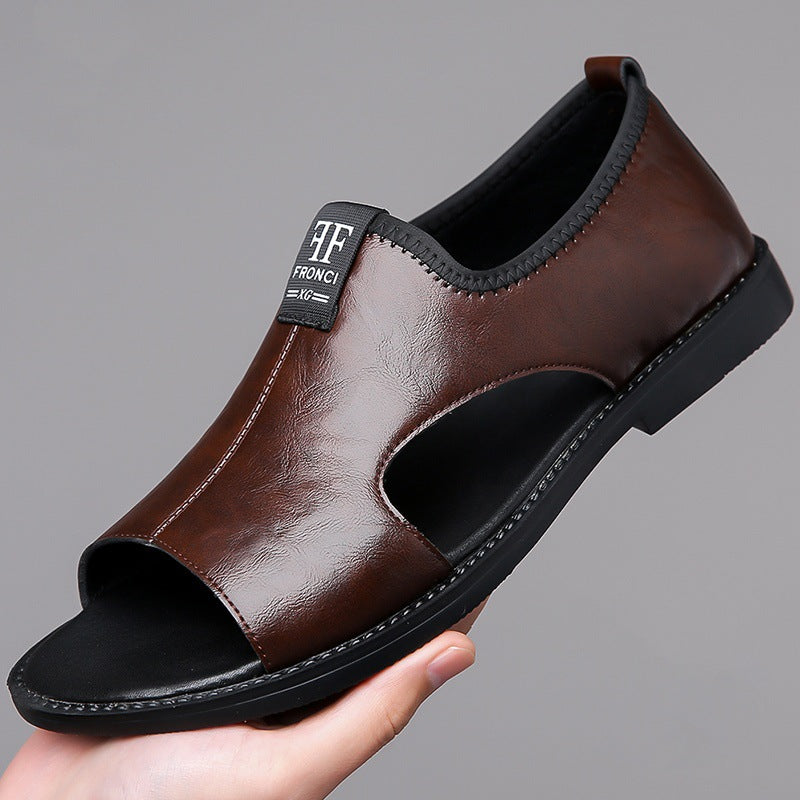 Hollow out breathable non-slip casual Italian leather sandals