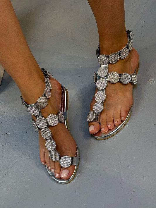 Silver disc sandals