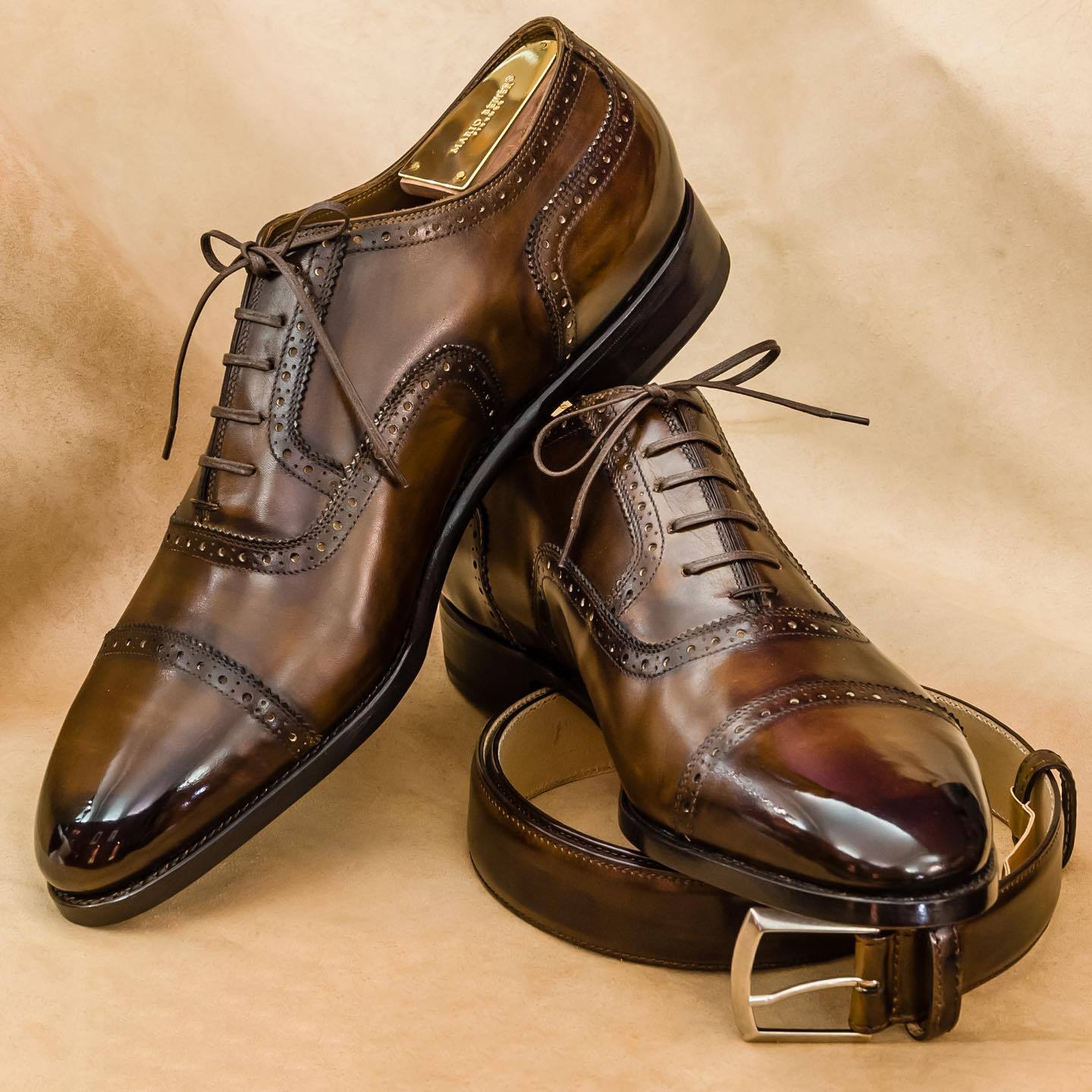 Italian handmade brown high-end leather shoes