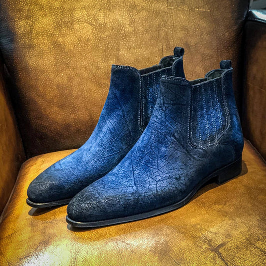 Retro blue textured boots