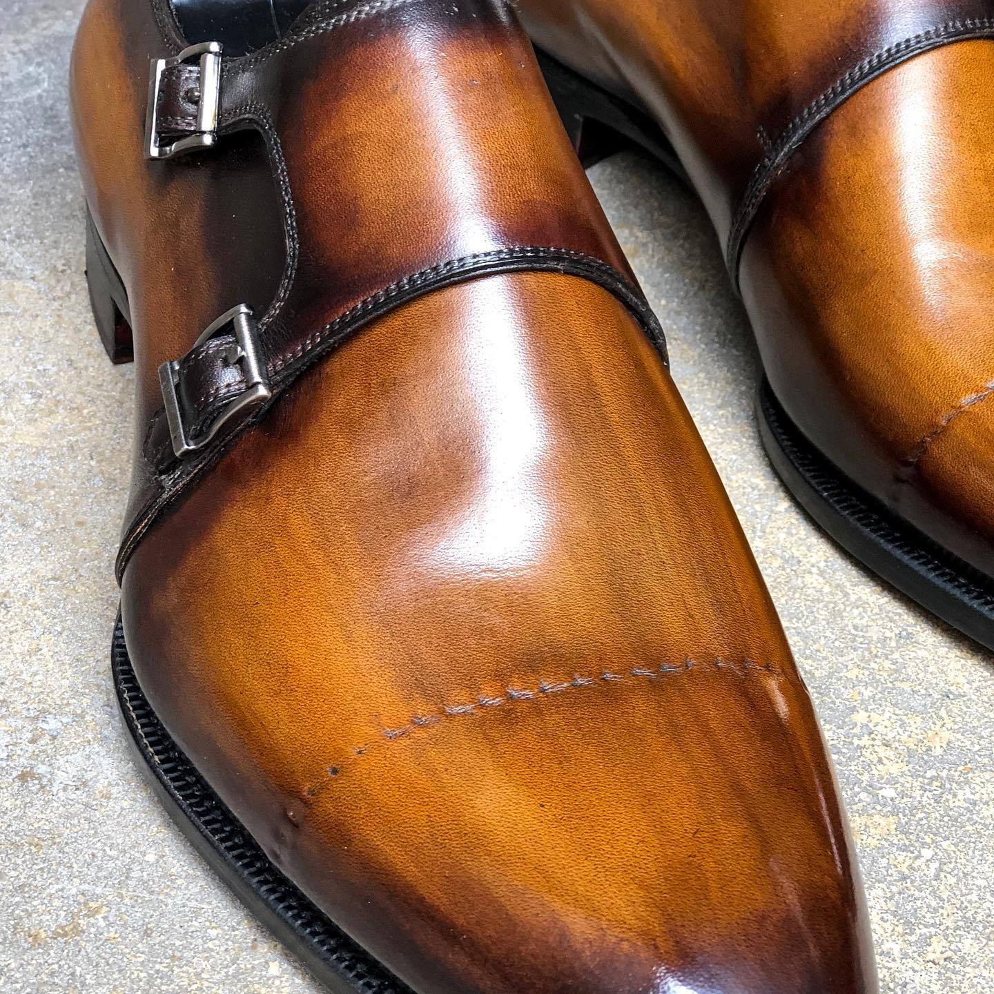 Double strap brown Italian leather shoes