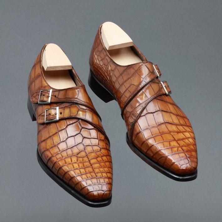 Italian handmade buckle leather shoes