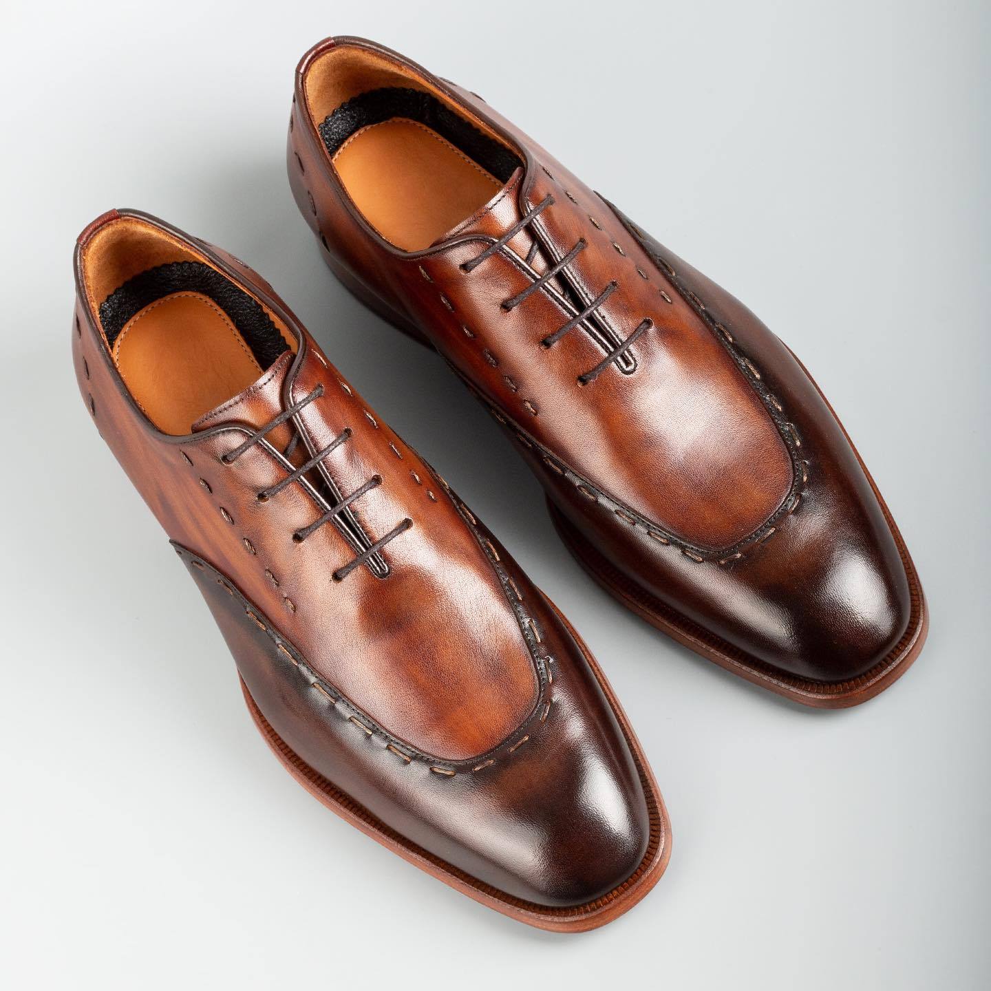 Retro lace-up high-end Italian handmade leather shoes