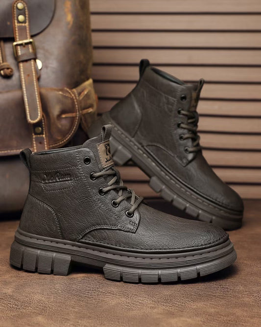 Lace-up casual velvet martin boots