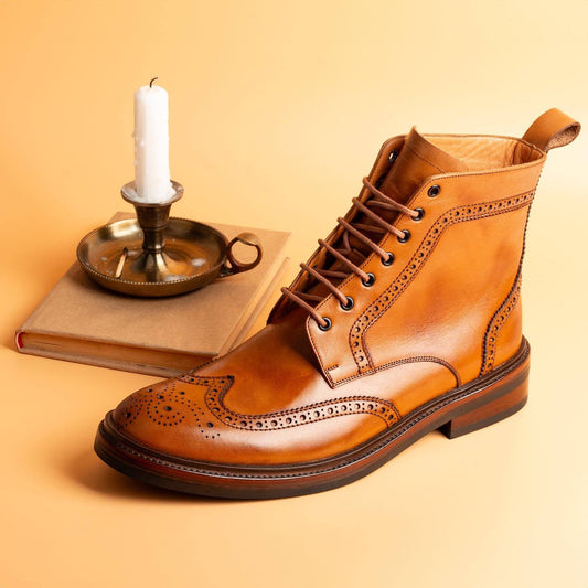 High cut Italian handmade leather shoes