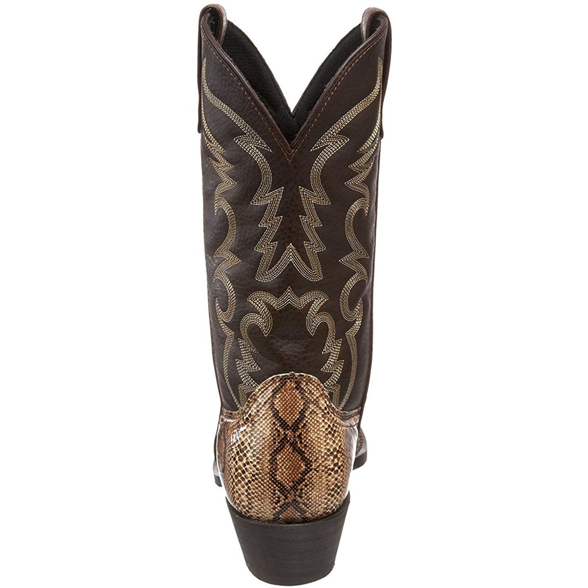 Printed snake high heeled iron head western denim boots