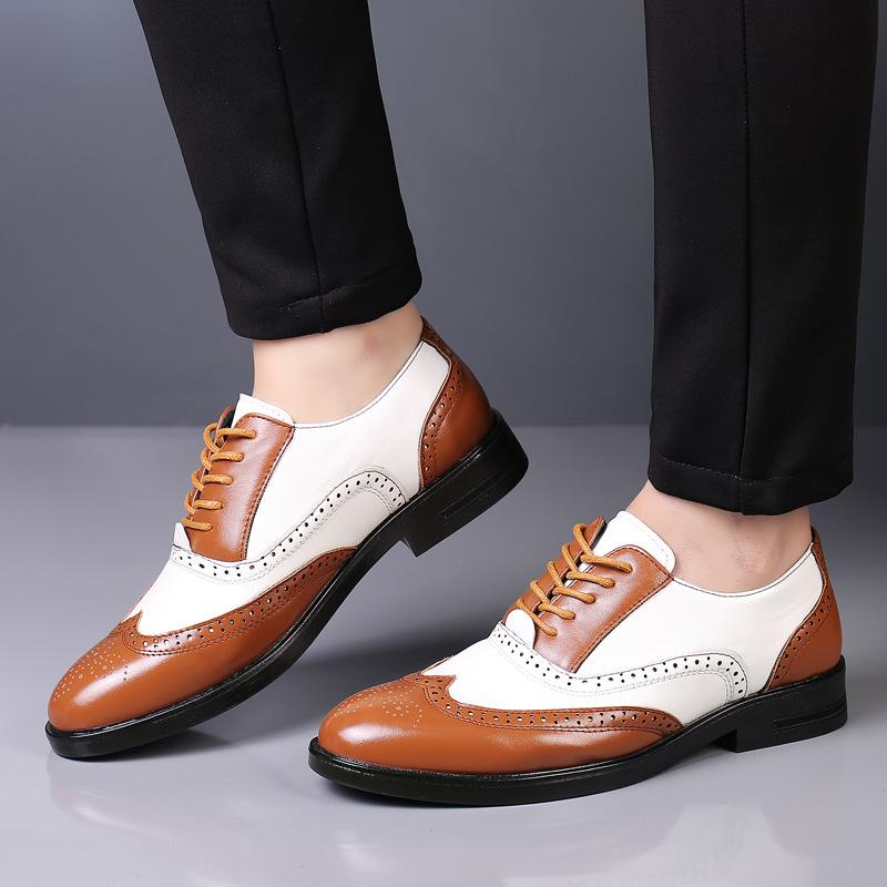 Carved color and trendy wild leather shoes