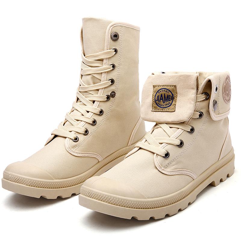 Breathable canvas high top desert workers men's shoes