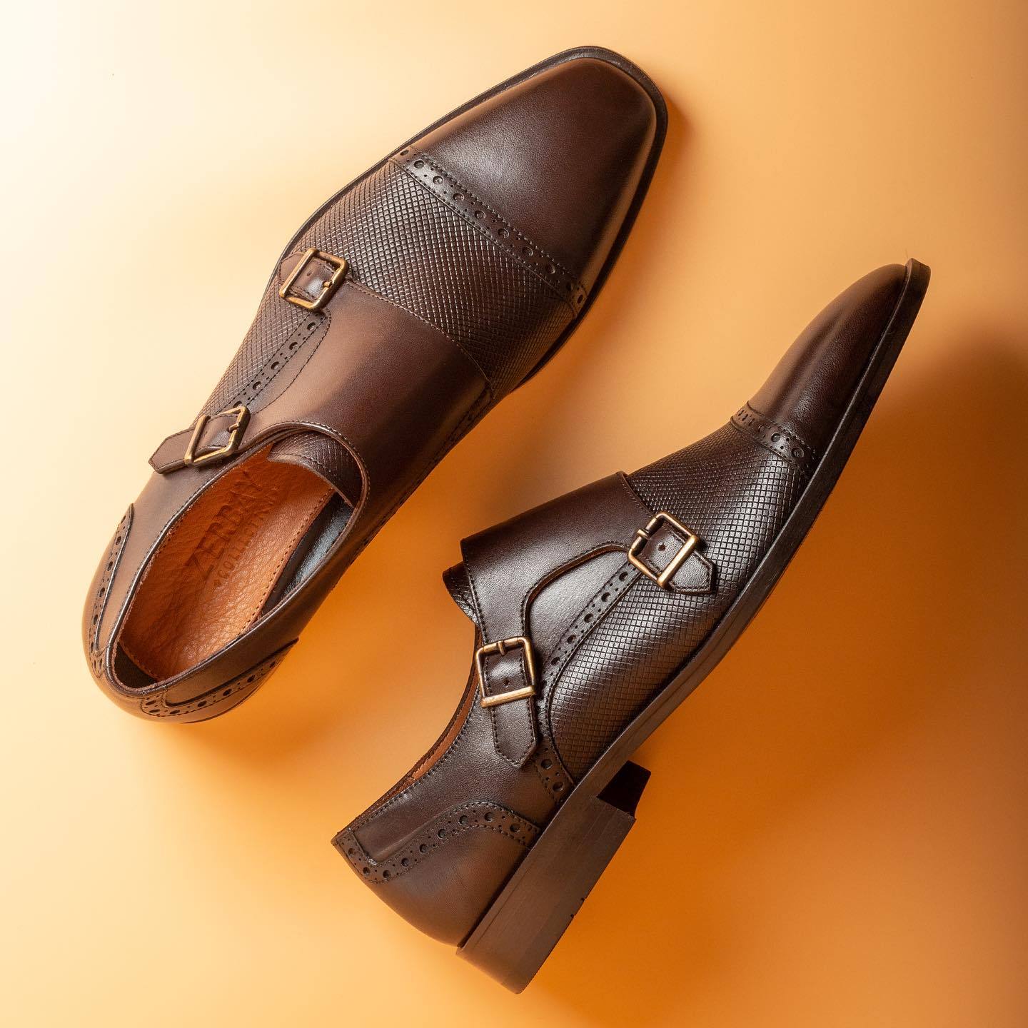 Italian handmade brown coffee leather shoes with added velvet for warmth