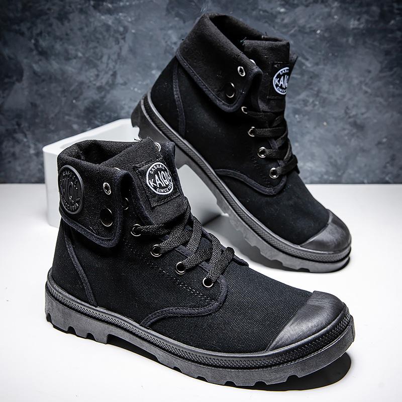 Breathable canvas high top desert workers men's shoes