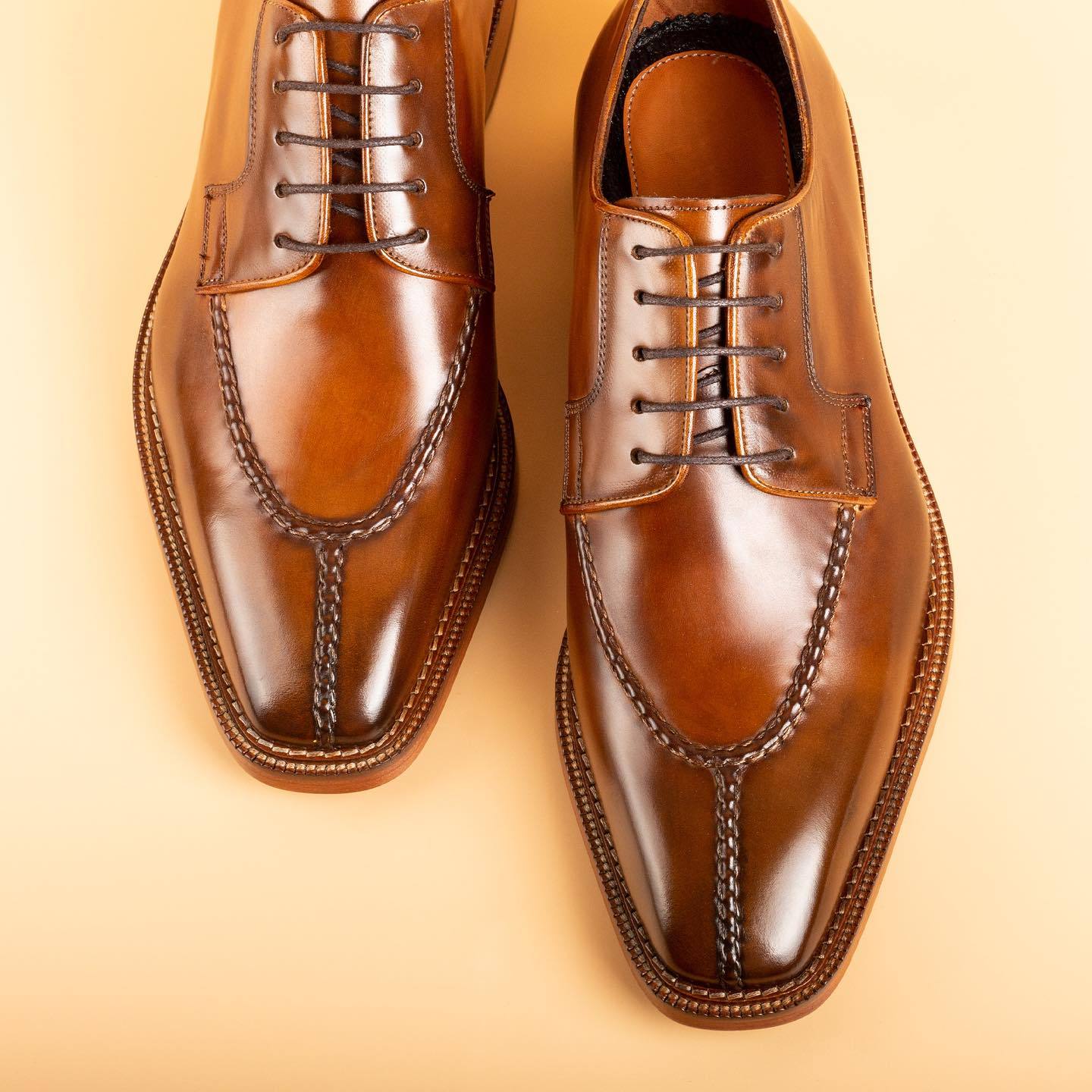 Italian handmade brown coffee leather shoes