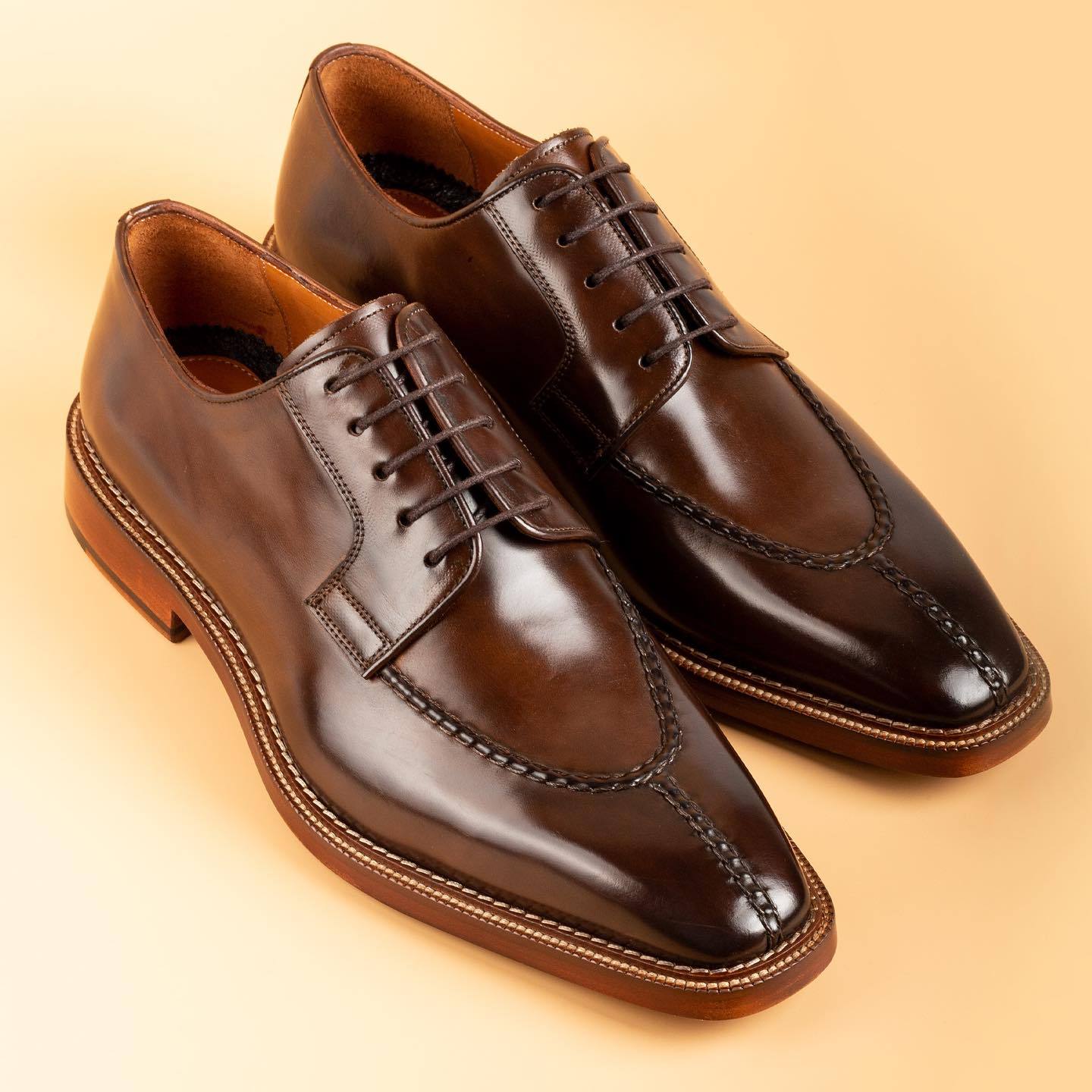 Italian handmade brown coffee leather shoes