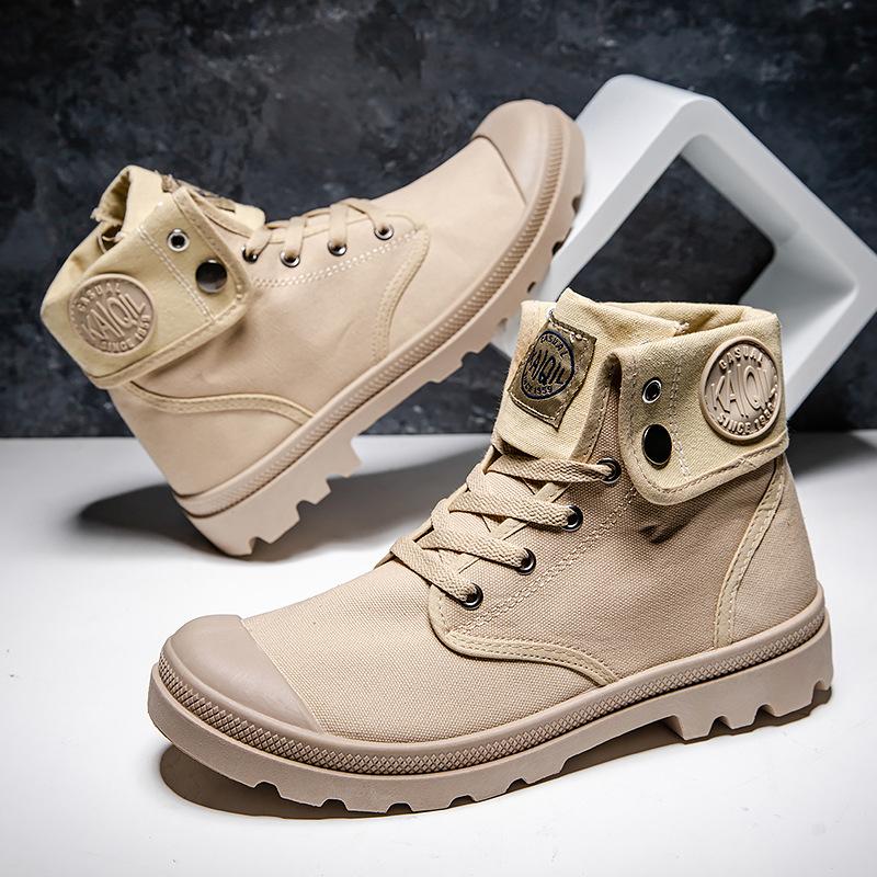 Breathable canvas high top desert workers men's shoes