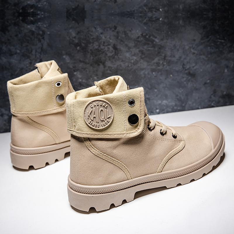 Breathable canvas high top desert workers men's shoes