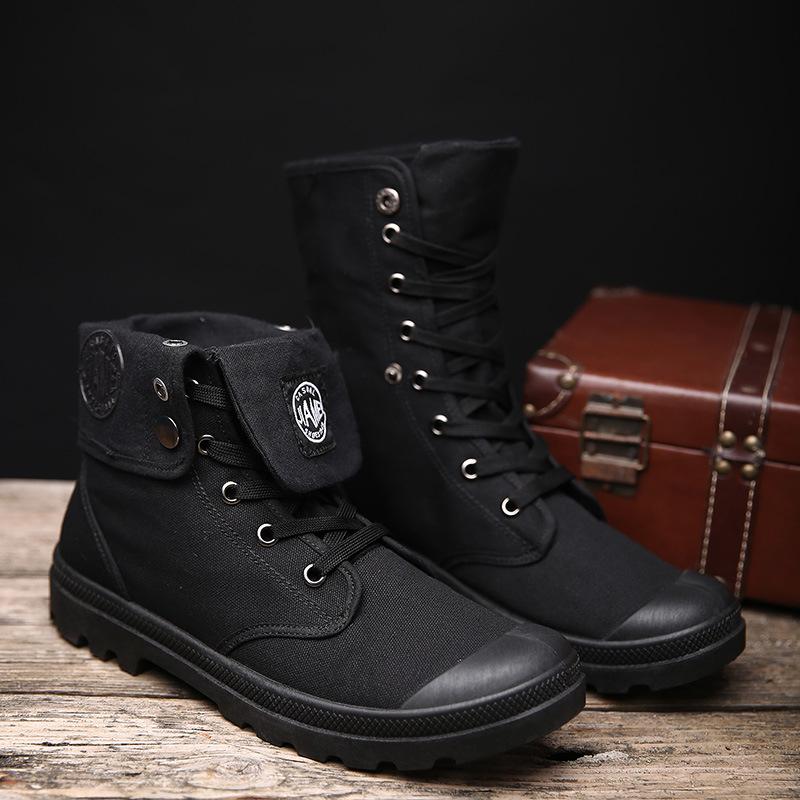 Breathable canvas high top desert workers men's shoes