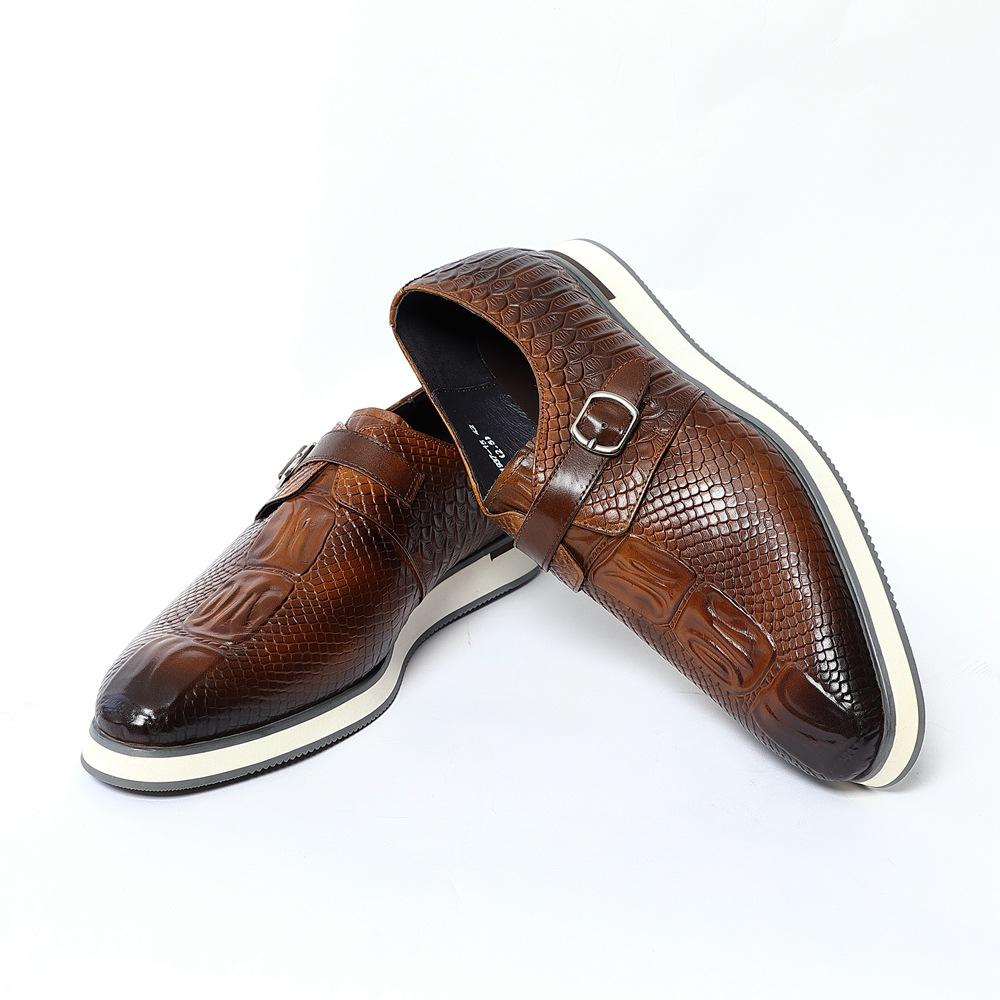 Men's high -end handmade crocodile tattoos cowhide business leisure Mengke leather shoes