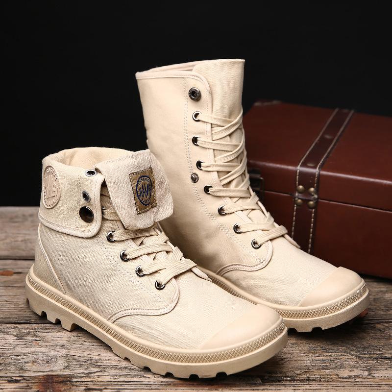 Breathable canvas high top desert workers men's shoes