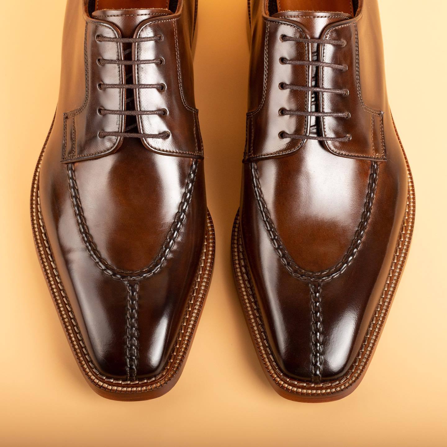 Italian handmade brown coffee leather shoes