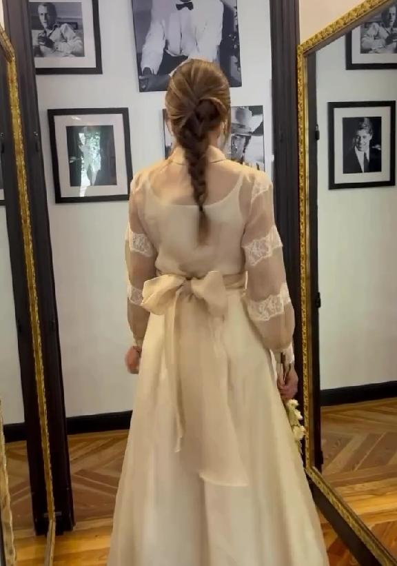 Elegant Breathable Lace Shirt Long Dress