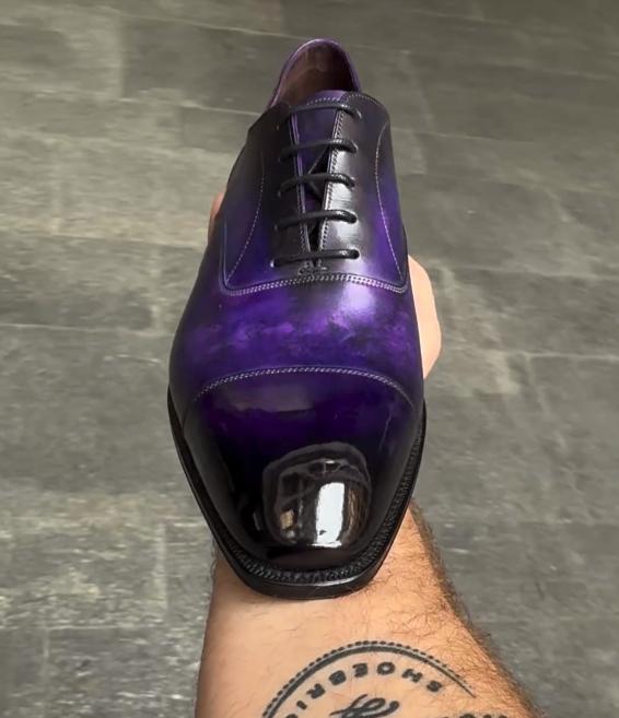 Starry Sky Purple Gentleman Italian Leather Shoes