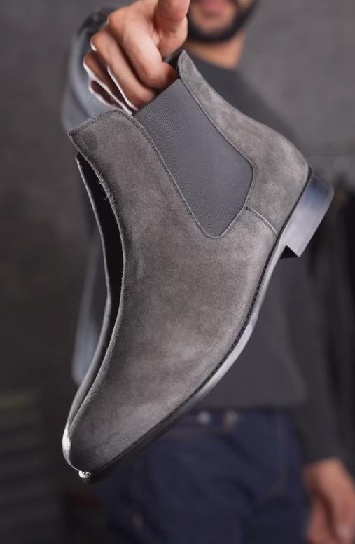 Grey suede boots