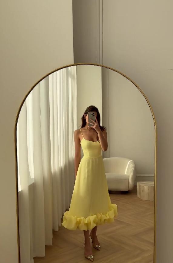 Small yellow flower long dress