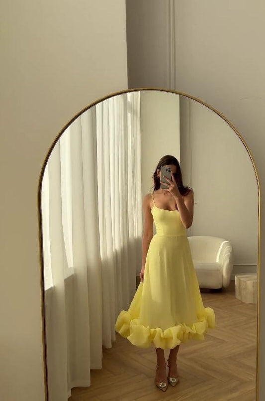 Small yellow flower long dress