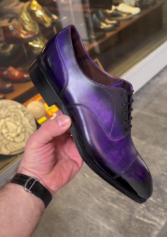 Starry Sky Purple Gentleman Italian Leather Shoes