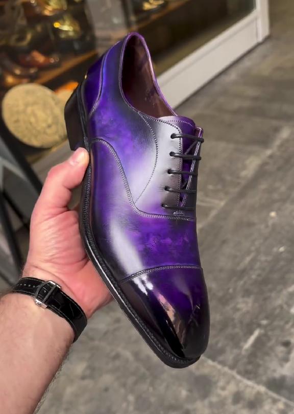 Starry Sky Purple Gentleman Italian Leather Shoes