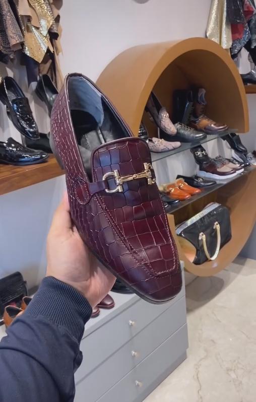 Burgundy Italian handmade high-end leather shoes