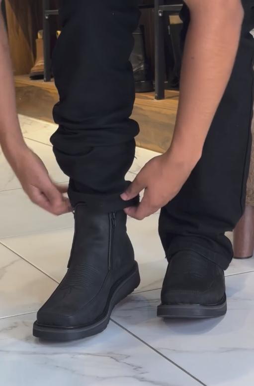 Black Double Zip Casual Boots