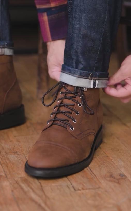 Dark grey mid-calf lace-up Italian leather boots