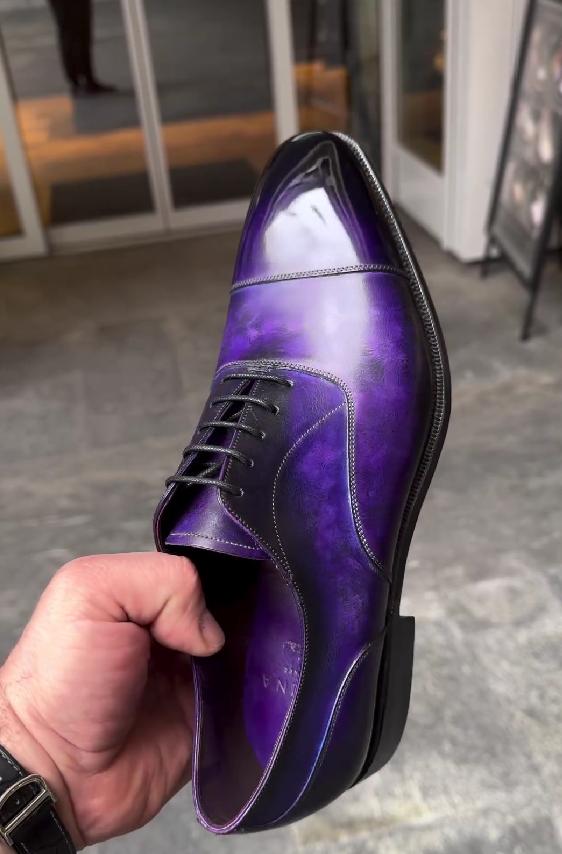 Starry Sky Purple Gentleman Italian Leather Shoes