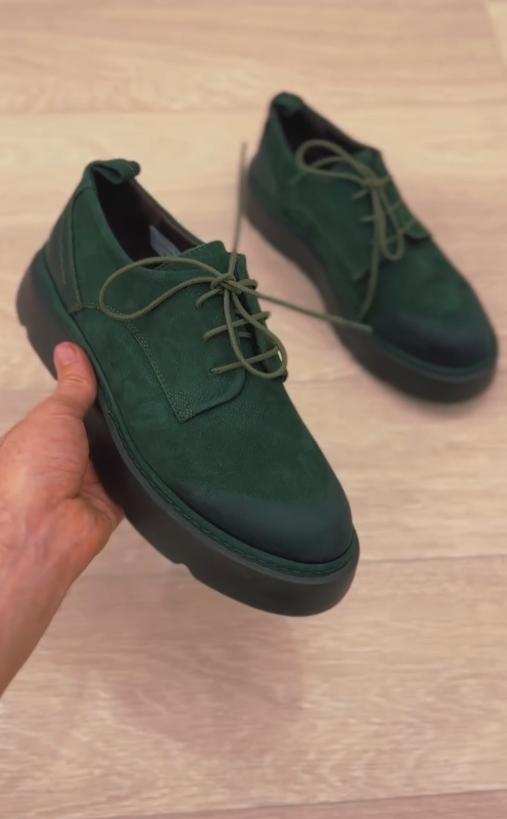 Dark green Italian elegant leather shoes