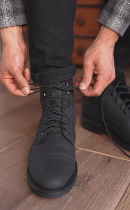 Black Warrior Mid-calf Lace-up Italian Leather Boots