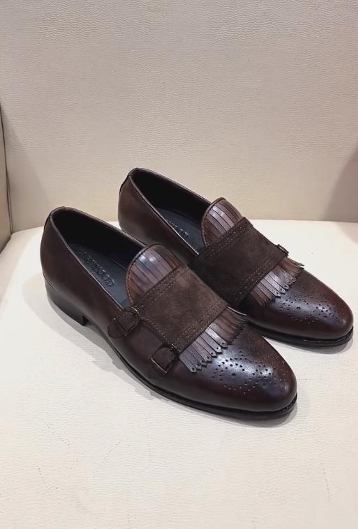 Dark brown elegant Italian handmade cowhide leather shoes