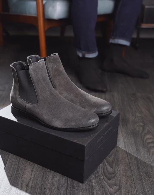 Grey suede boots