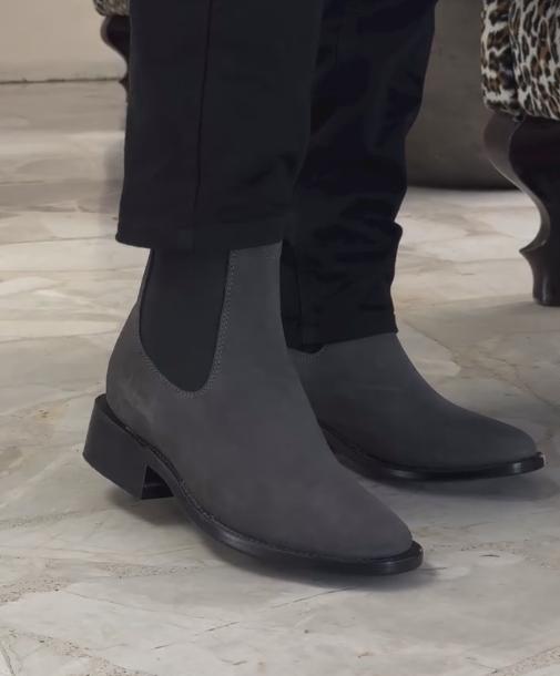 Dark grey casual leather boots