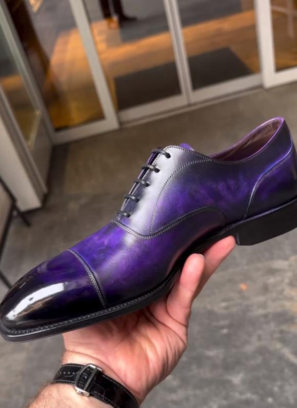 Starry Sky Purple Gentleman Italian Leather Shoes