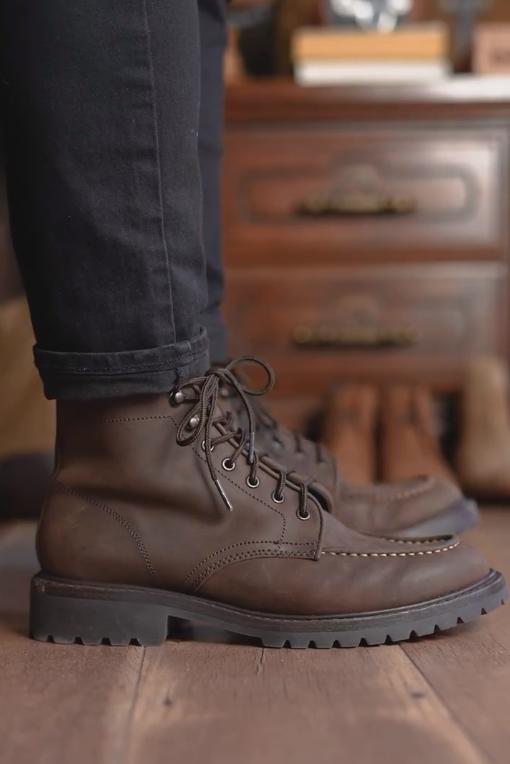 Dark Brown Stitched Italian Leather Boots