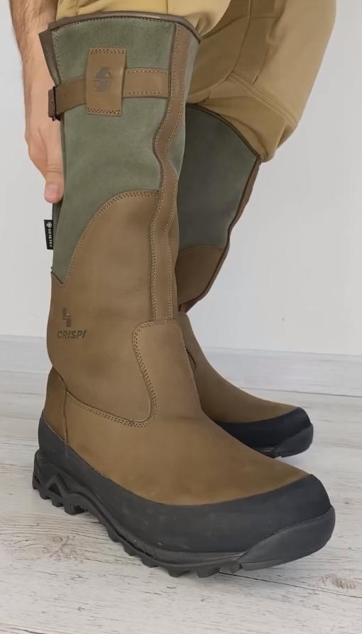 Khaki and army green high top thick waterproof plush boots