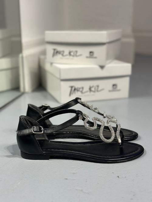 Silver Wrap Black Sole Sandals