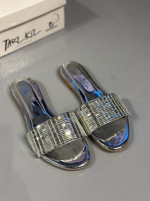 Diamond Sequin Silver Sole Sandals