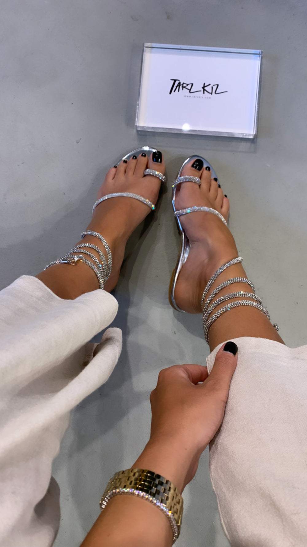 Beach Casual Silver Sequin Strap Sandals