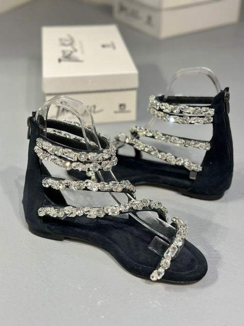 Fringed Sequin Sandals